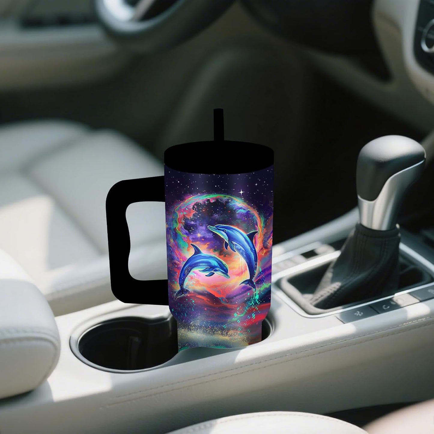 Gifts for Women - 24 oz Blue Tropical Fish Tumbler with Handle and Straw - Insulated Stainless Steel Cup, Leakproof, Cute Ocean Animal Lovers Travel Mug, Fits Car Cup Holders, Keeps Drinks Cold/Hot