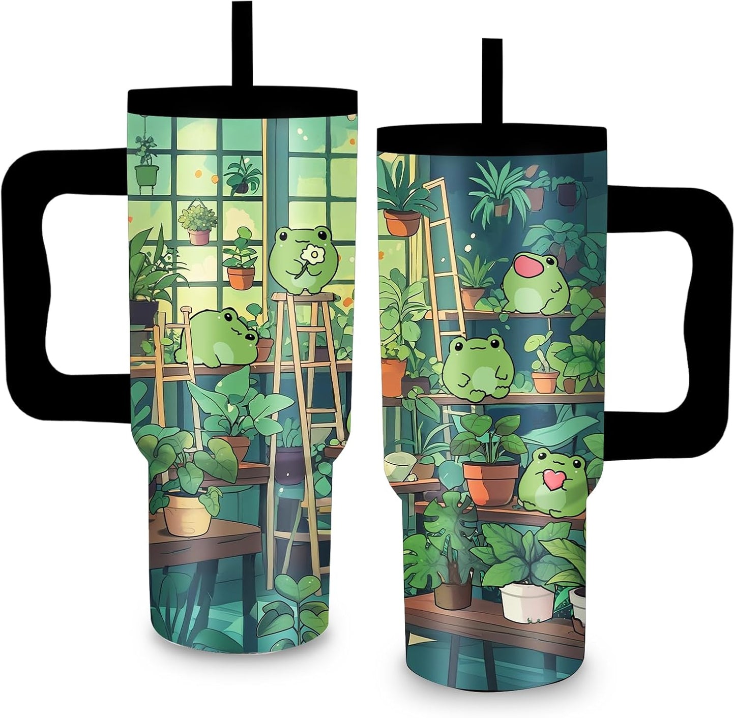 Gifts for Women - 24 oz Blue Tropical Fish Tumbler with Handle and Straw - Insulated Stainless Steel Cup, Leakproof, Cute Ocean Animal Lovers Travel Mug, Fits Car Cup Holders, Keeps Drinks Cold/Hot