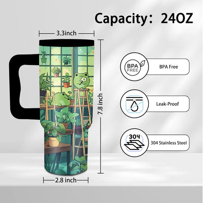 Gifts for Women - 24 oz Blue Tropical Fish Tumbler with Handle and Straw - Insulated Stainless Steel Cup, Leakproof, Cute Ocean Animal Lovers Travel Mug, Fits Car Cup Holders, Keeps Drinks Cold/Hot