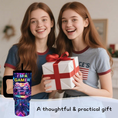 Gifts for Women - 24 oz Blue Tropical Fish Tumbler with Handle and Straw - Insulated Stainless Steel Cup, Leakproof, Cute Ocean Animal Lovers Travel Mug, Fits Car Cup Holders, Keeps Drinks Cold/Hot