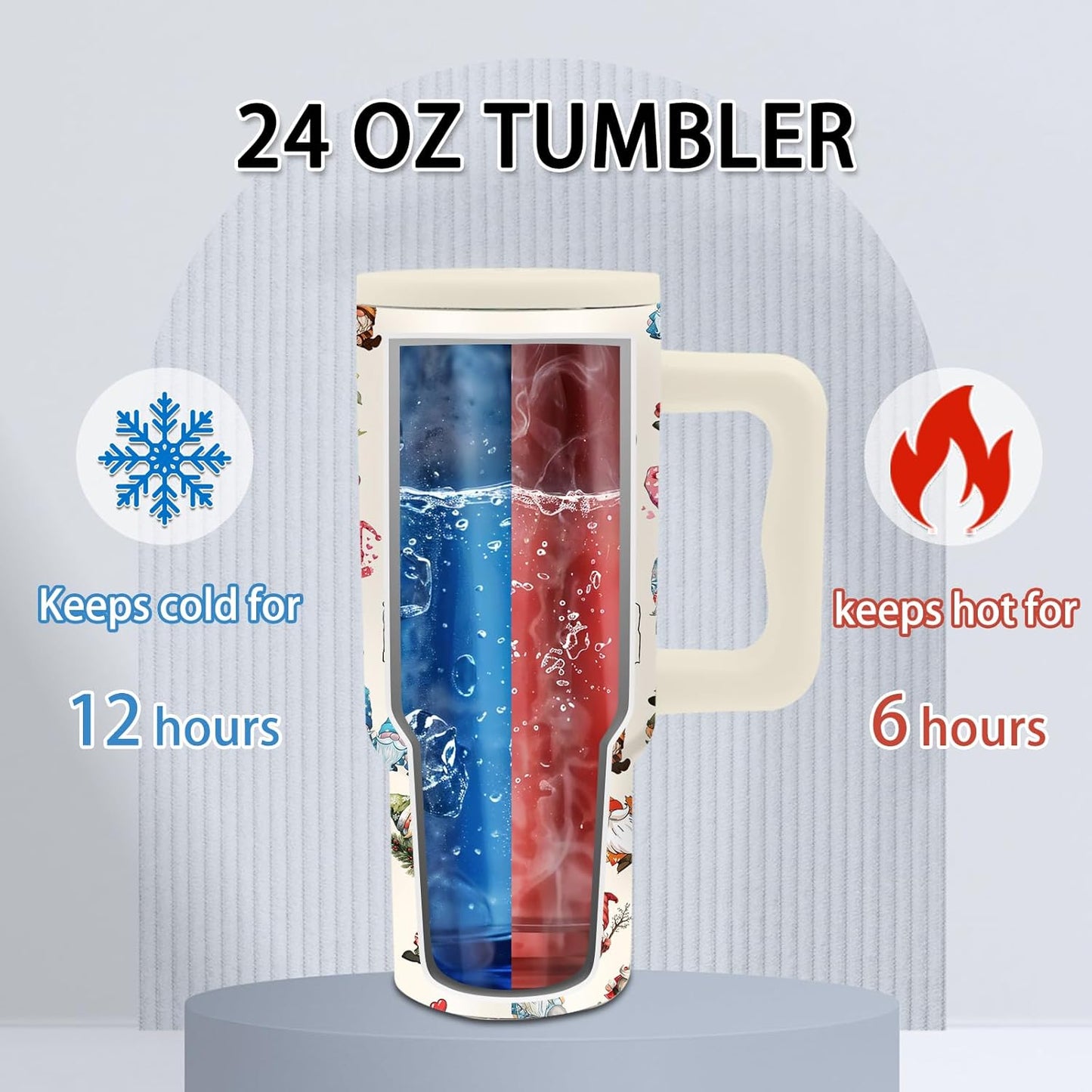 Gifts for Women - 24 oz Blue Tropical Fish Tumbler with Handle and Straw - Insulated Stainless Steel Cup, Leakproof, Cute Ocean Animal Lovers Travel Mug, Fits Car Cup Holders, Keeps Drinks Cold/Hot
