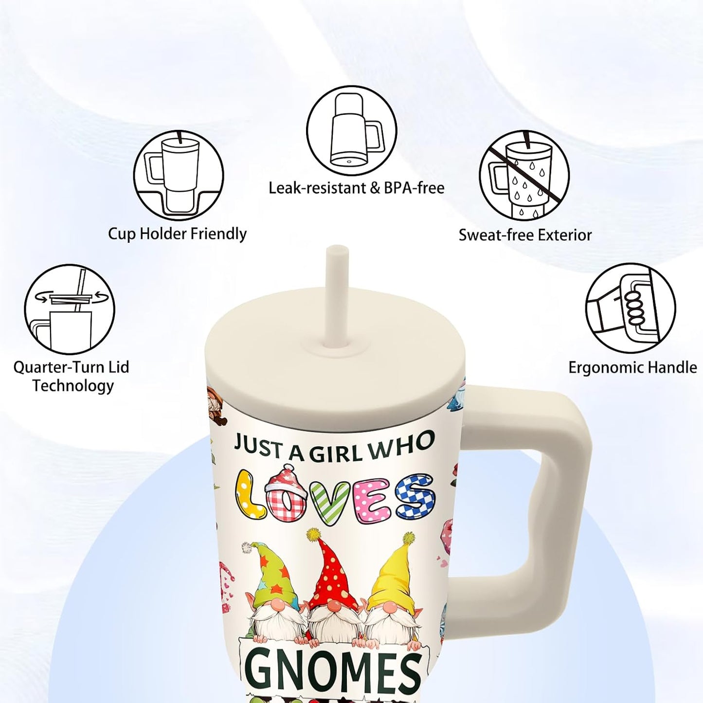 Gifts for Women - 24 oz Blue Tropical Fish Tumbler with Handle and Straw - Insulated Stainless Steel Cup, Leakproof, Cute Ocean Animal Lovers Travel Mug, Fits Car Cup Holders, Keeps Drinks Cold/Hot