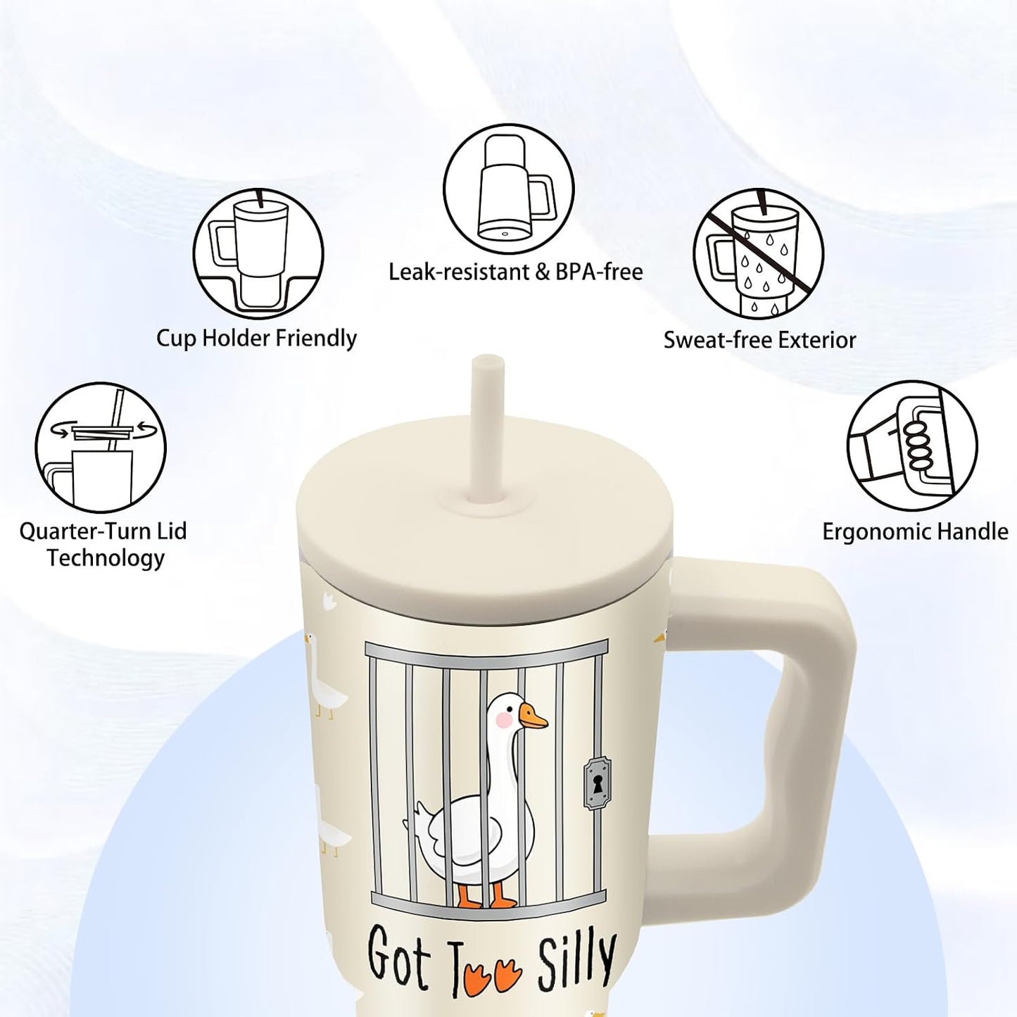 Gifts for Women - 24 oz Blue Tropical Fish Tumbler with Handle and Straw - Insulated Stainless Steel Cup, Leakproof, Cute Ocean Animal Lovers Travel Mug, Fits Car Cup Holders, Keeps Drinks Cold/Hot