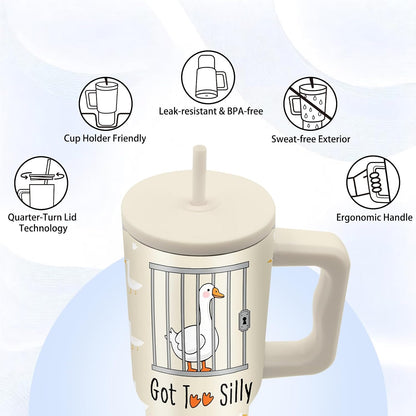 Gifts for Women - 24 oz Blue Tropical Fish Tumbler with Handle and Straw - Insulated Stainless Steel Cup, Leakproof, Cute Ocean Animal Lovers Travel Mug, Fits Car Cup Holders, Keeps Drinks Cold/Hot