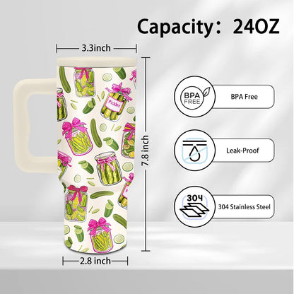 Gifts for Women - 24 oz Blue Tropical Fish Tumbler with Handle and Straw - Insulated Stainless Steel Cup, Leakproof, Cute Ocean Animal Lovers Travel Mug, Fits Car Cup Holders, Keeps Drinks Cold/Hot