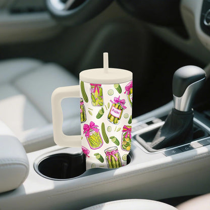 Gifts for Women - 24 oz Blue Tropical Fish Tumbler with Handle and Straw - Insulated Stainless Steel Cup, Leakproof, Cute Ocean Animal Lovers Travel Mug, Fits Car Cup Holders, Keeps Drinks Cold/Hot