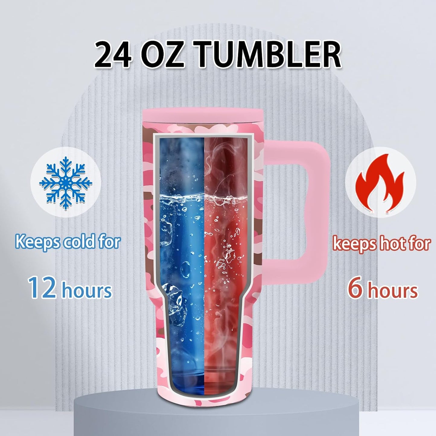 Gifts for Women - 24 oz Blue Tropical Fish Tumbler with Handle and Straw - Insulated Stainless Steel Cup, Leakproof, Cute Ocean Animal Lovers Travel Mug, Fits Car Cup Holders, Keeps Drinks Cold/Hot