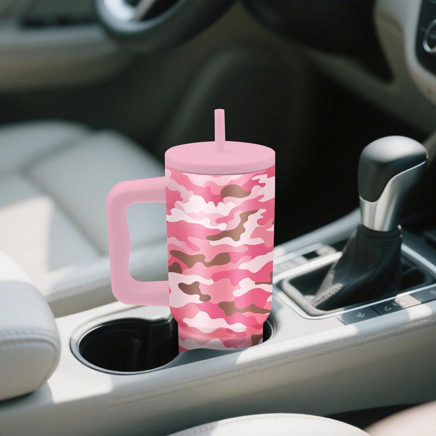 Gifts for Women - 24 oz Blue Tropical Fish Tumbler with Handle and Straw - Insulated Stainless Steel Cup, Leakproof, Cute Ocean Animal Lovers Travel Mug, Fits Car Cup Holders, Keeps Drinks Cold/Hot