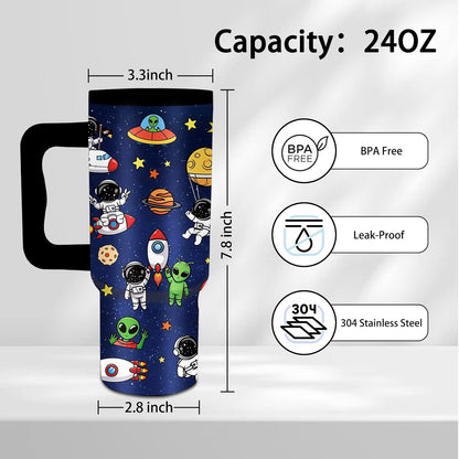 Gifts for Women - 24 oz Blue Tropical Fish Tumbler with Handle and Straw - Insulated Stainless Steel Cup, Leakproof, Cute Ocean Animal Lovers Travel Mug, Fits Car Cup Holders, Keeps Drinks Cold/Hot