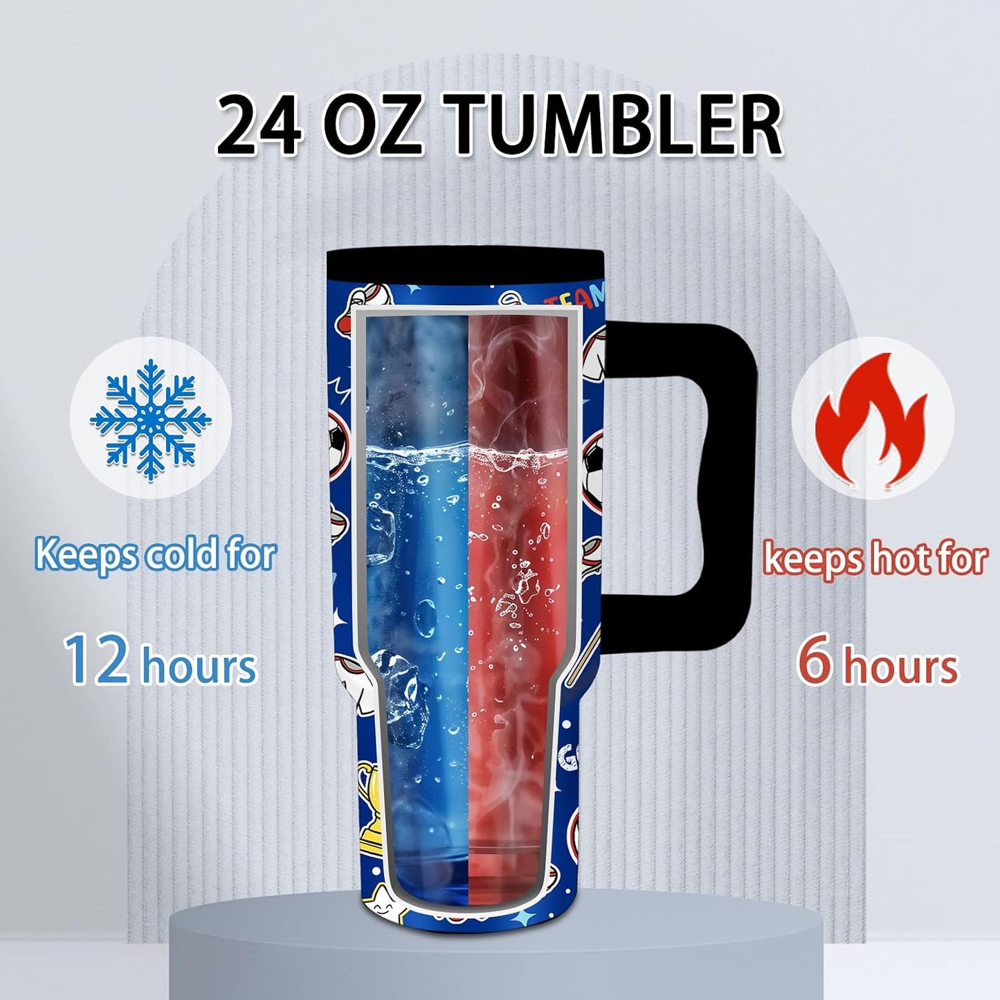 Gifts for Women - 24 oz Blue Tropical Fish Tumbler with Handle and Straw - Insulated Stainless Steel Cup, Leakproof, Cute Ocean Animal Lovers Travel Mug, Fits Car Cup Holders, Keeps Drinks Cold/Hot