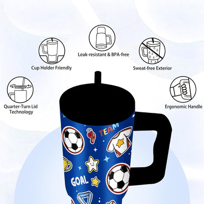 Gifts for Women - 24 oz Blue Tropical Fish Tumbler with Handle and Straw - Insulated Stainless Steel Cup, Leakproof, Cute Ocean Animal Lovers Travel Mug, Fits Car Cup Holders, Keeps Drinks Cold/Hot
