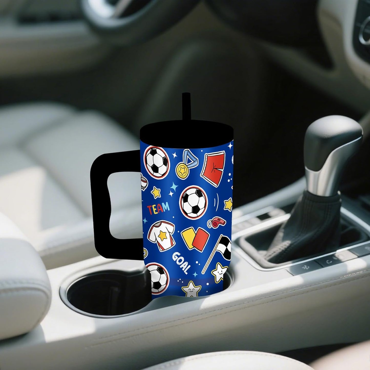 Gifts for Women - 24 oz Blue Tropical Fish Tumbler with Handle and Straw - Insulated Stainless Steel Cup, Leakproof, Cute Ocean Animal Lovers Travel Mug, Fits Car Cup Holders, Keeps Drinks Cold/Hot