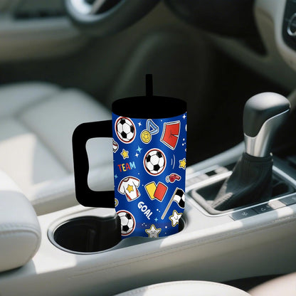 Gifts for Women - 24 oz Blue Tropical Fish Tumbler with Handle and Straw - Insulated Stainless Steel Cup, Leakproof, Cute Ocean Animal Lovers Travel Mug, Fits Car Cup Holders, Keeps Drinks Cold/Hot