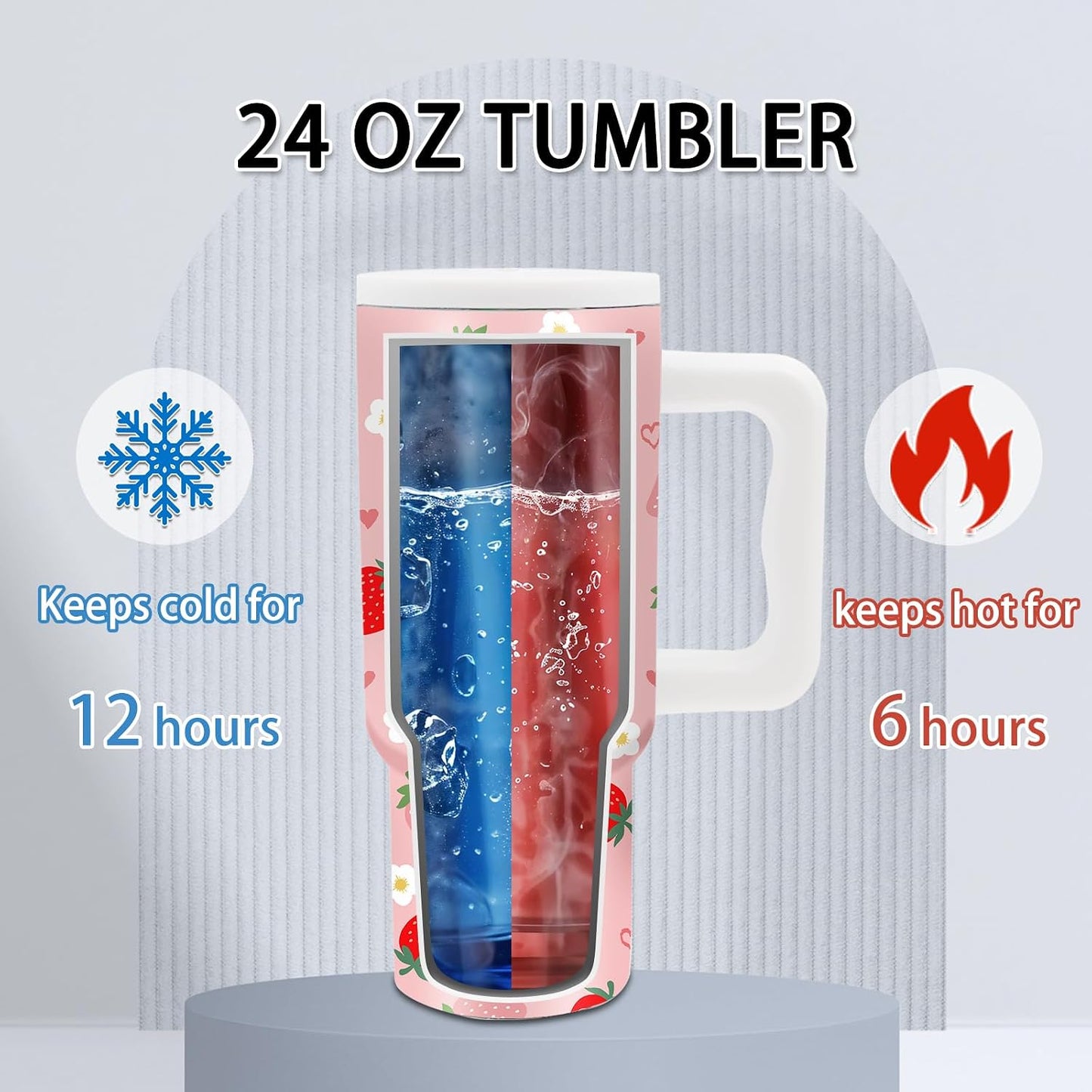 Gifts for Women - 24 oz Blue Tropical Fish Tumbler with Handle and Straw - Insulated Stainless Steel Cup, Leakproof, Cute Ocean Animal Lovers Travel Mug, Fits Car Cup Holders, Keeps Drinks Cold/Hot
