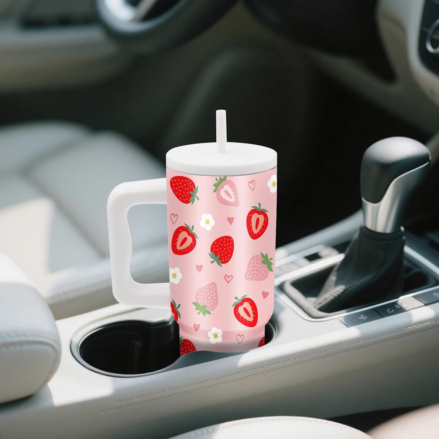 Gifts for Women - 24 oz Blue Tropical Fish Tumbler with Handle and Straw - Insulated Stainless Steel Cup, Leakproof, Cute Ocean Animal Lovers Travel Mug, Fits Car Cup Holders, Keeps Drinks Cold/Hot