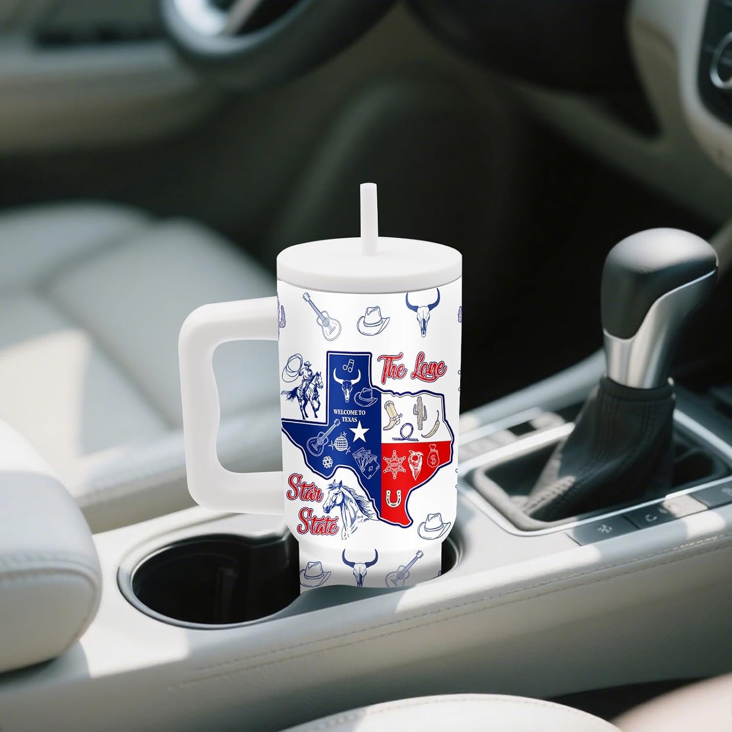 Gifts for Women - 24 oz Blue Tropical Fish Tumbler with Handle and Straw - Insulated Stainless Steel Cup, Leakproof, Cute Ocean Animal Lovers Travel Mug, Fits Car Cup Holders, Keeps Drinks Cold/Hot