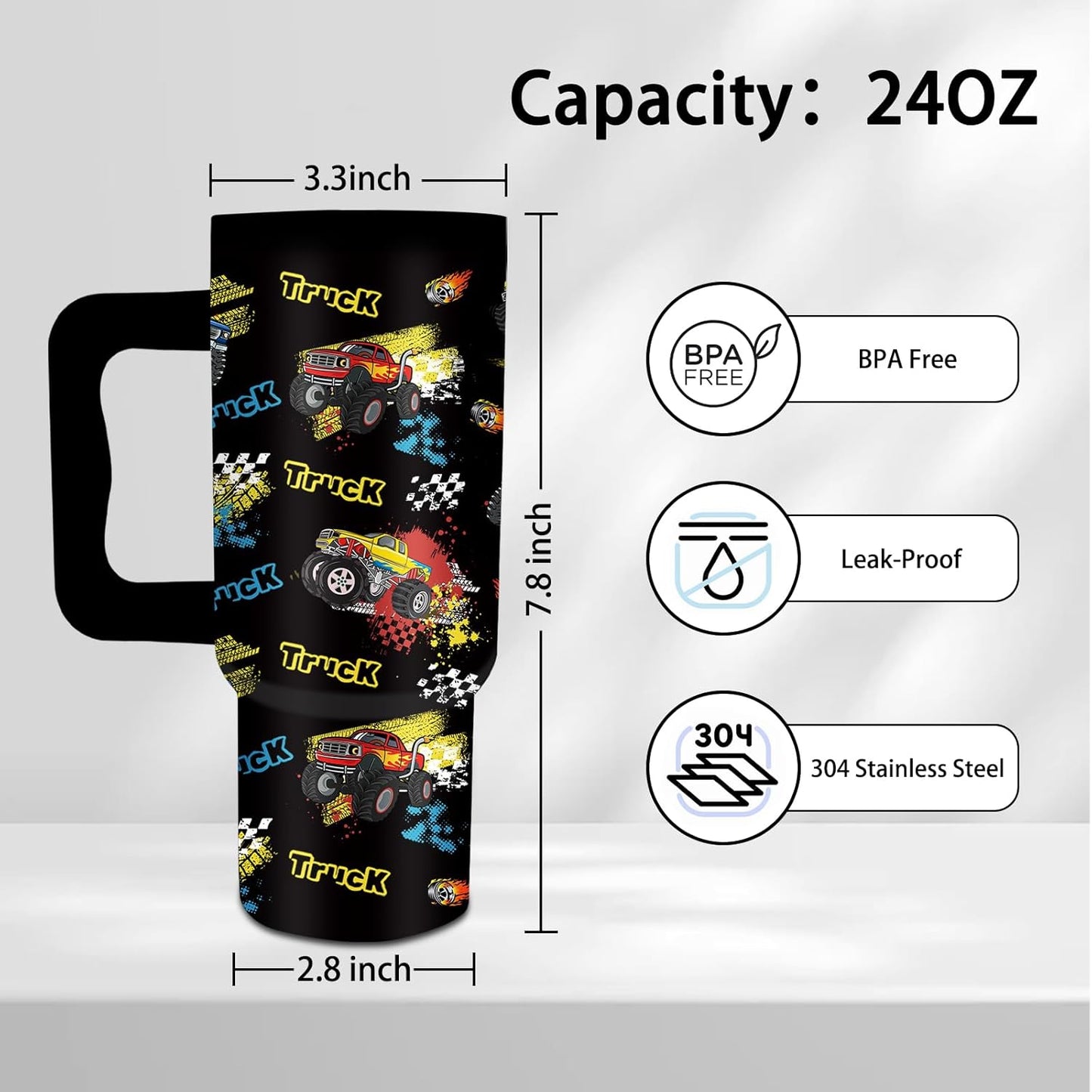 Gifts for Women - 24 oz Blue Tropical Fish Tumbler with Handle and Straw - Insulated Stainless Steel Cup, Leakproof, Cute Ocean Animal Lovers Travel Mug, Fits Car Cup Holders, Keeps Drinks Cold/Hot