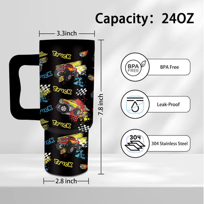 Gifts for Women - 24 oz Blue Tropical Fish Tumbler with Handle and Straw - Insulated Stainless Steel Cup, Leakproof, Cute Ocean Animal Lovers Travel Mug, Fits Car Cup Holders, Keeps Drinks Cold/Hot