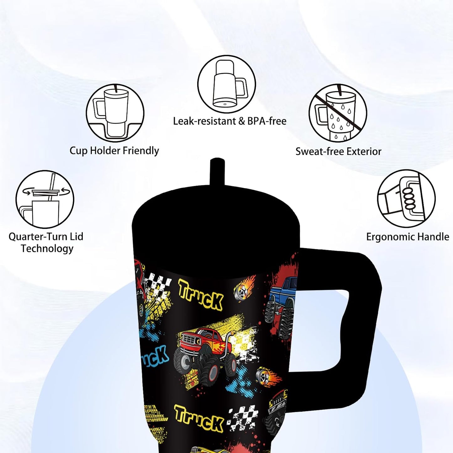 Gifts for Women - 24 oz Blue Tropical Fish Tumbler with Handle and Straw - Insulated Stainless Steel Cup, Leakproof, Cute Ocean Animal Lovers Travel Mug, Fits Car Cup Holders, Keeps Drinks Cold/Hot