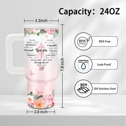 Gifts for Women - 24 oz Blue Tropical Fish Tumbler with Handle and Straw - Insulated Stainless Steel Cup, Leakproof, Cute Ocean Animal Lovers Travel Mug, Fits Car Cup Holders, Keeps Drinks Cold/Hot