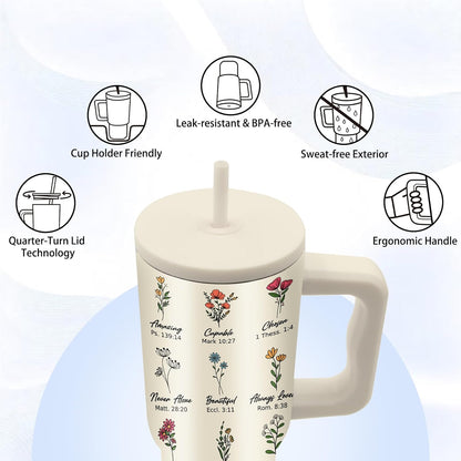 Gifts for Women - 24 oz Blue Tropical Fish Tumbler with Handle and Straw - Insulated Stainless Steel Cup, Leakproof, Cute Ocean Animal Lovers Travel Mug, Fits Car Cup Holders, Keeps Drinks Cold/Hot