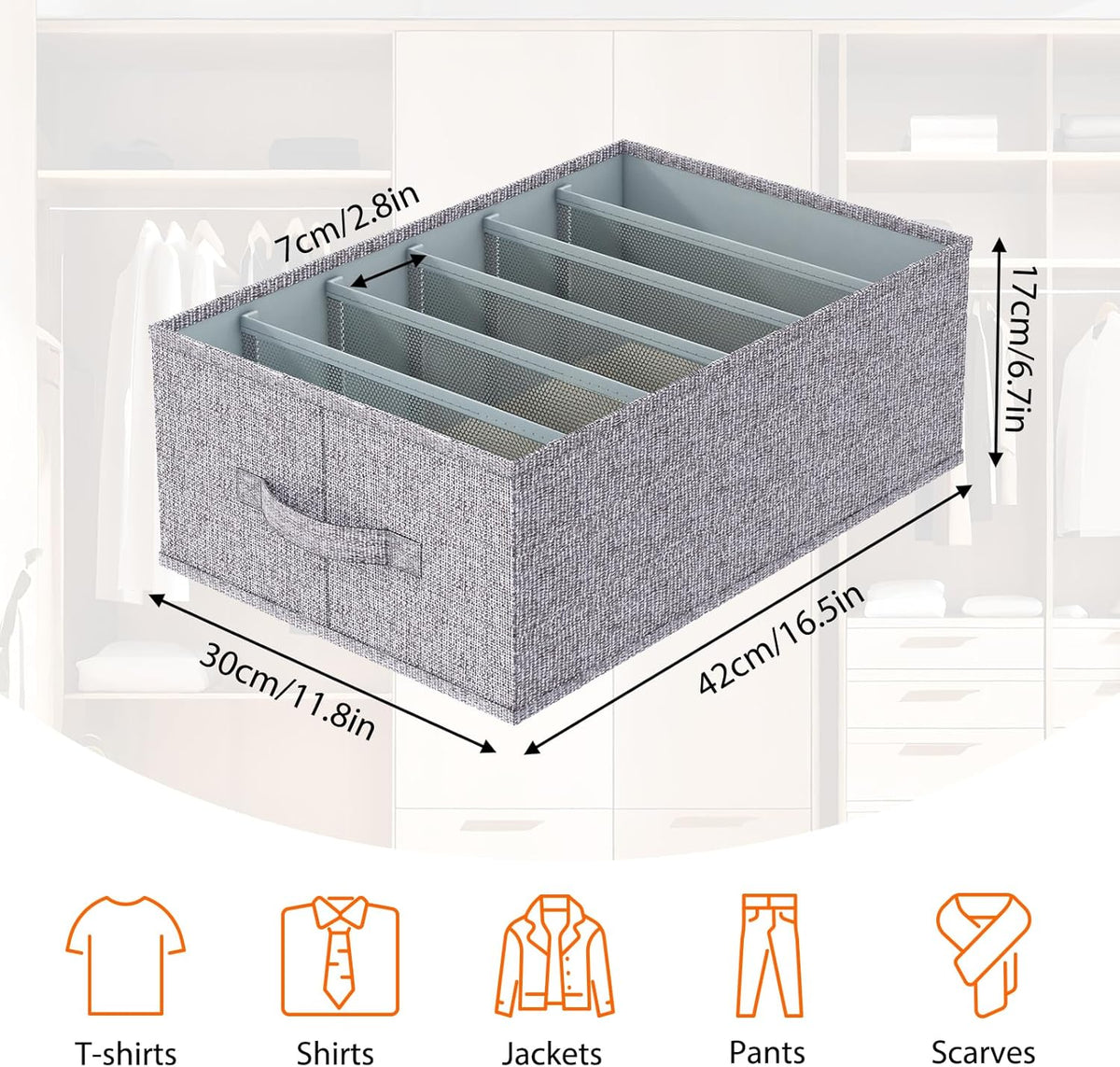 Wardrobe Clothes Organizer 4 Pack 6 Grid Closet Storage Divider Bins