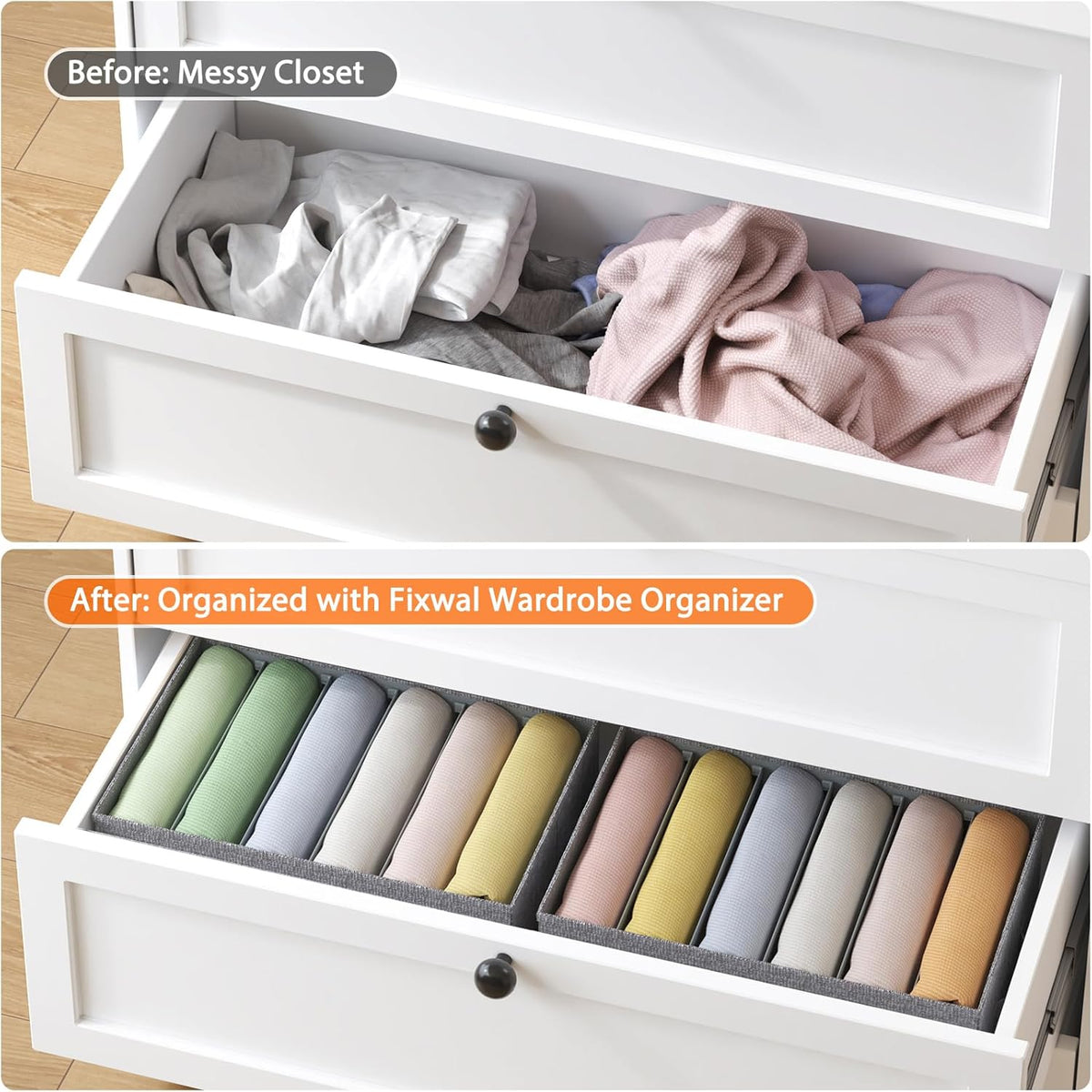 Wardrobe Clothes Organizer 4 Pack 6 Grid Closet Storage Divider Bins