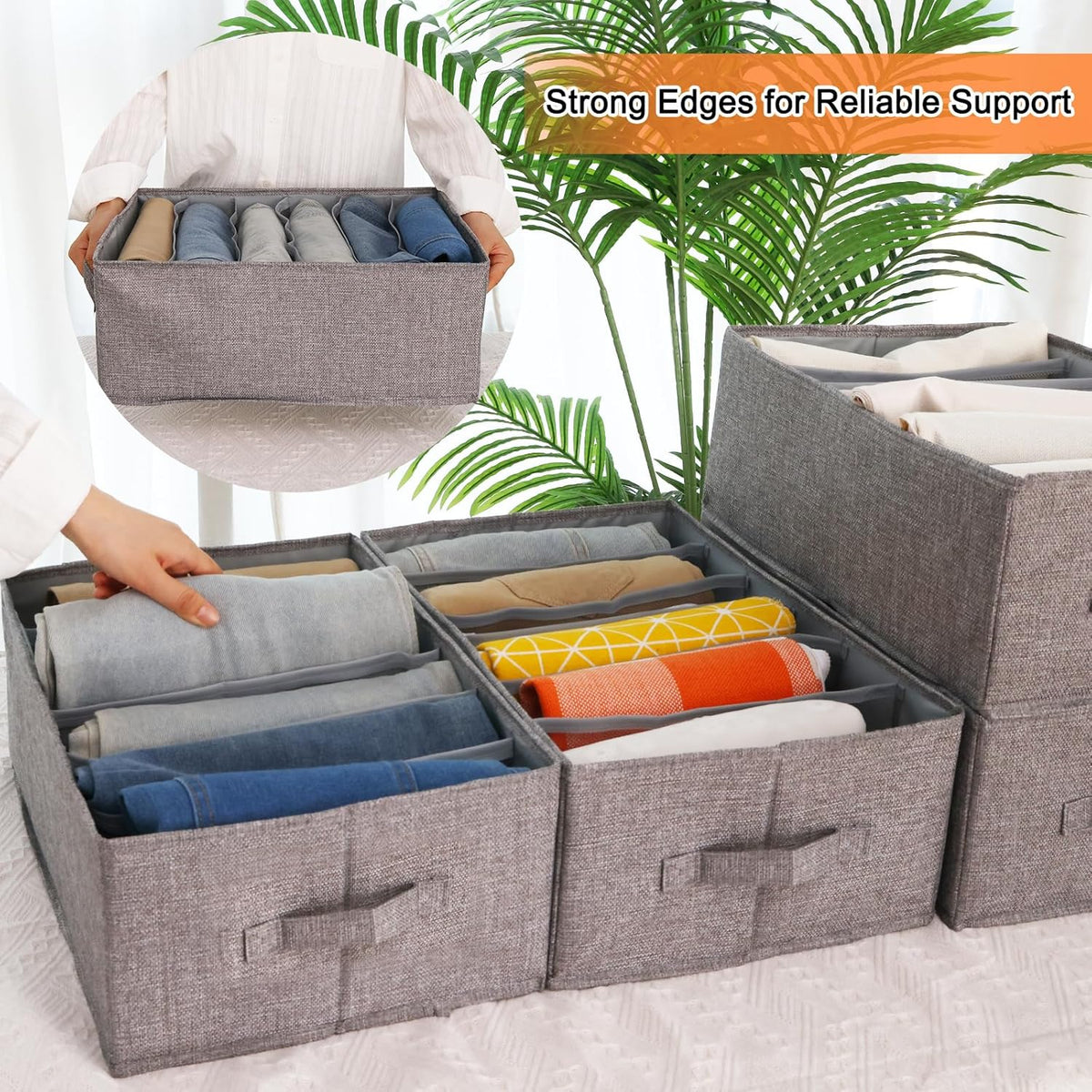 Wardrobe Clothes Organizer 4 Pack 6 Grid Closet Storage Divider Bins