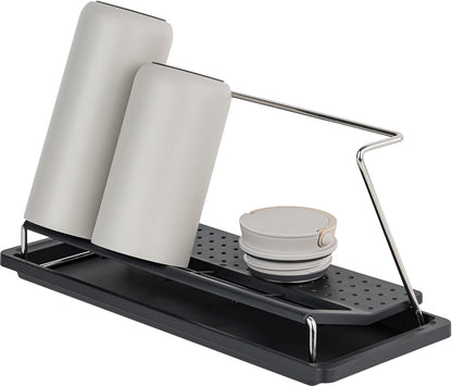 Bottle Drying Rack with Drain Tray, Black