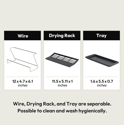 Bottle Drying Rack with Drain Tray, Black