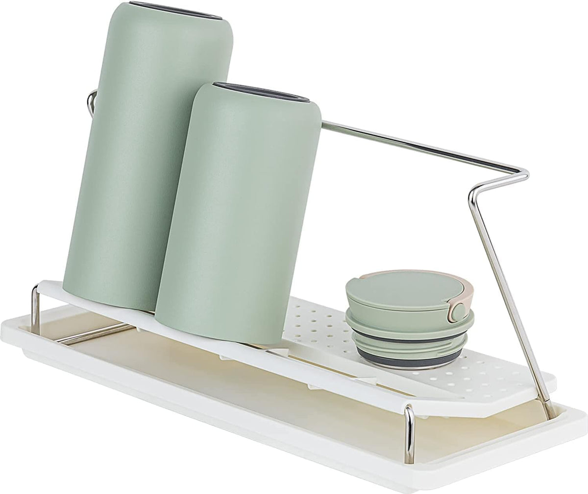 Bottle Drying Rack with Drain Tray, Black