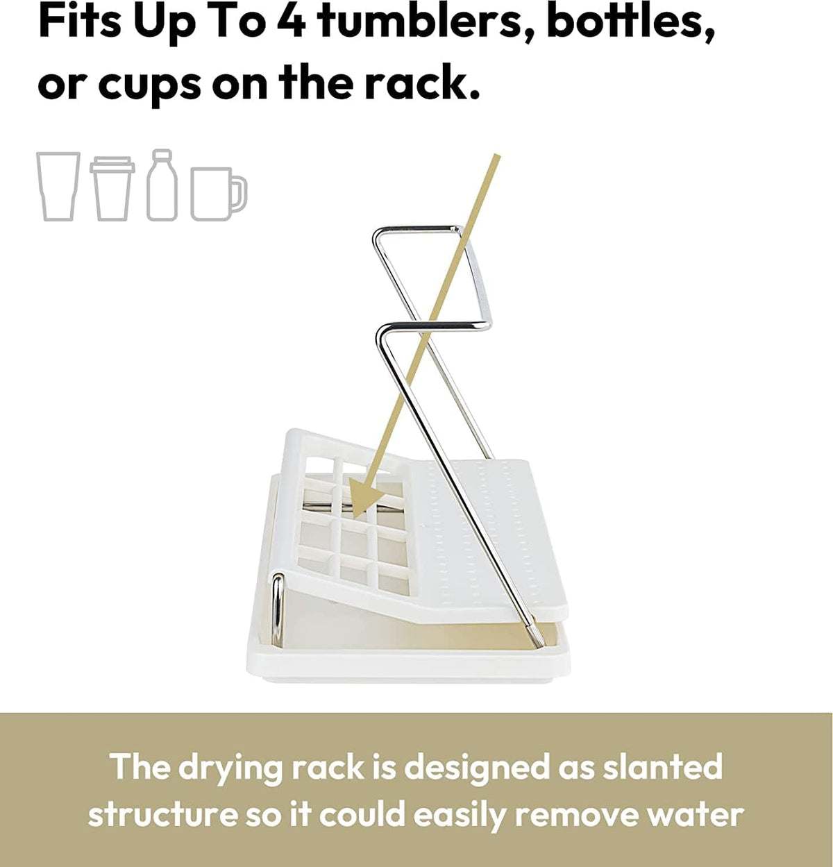 Bottle Drying Rack with Drain Tray, Black