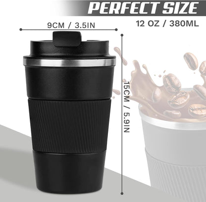 Vacuum Insulated Stainless Steel Travel Coffee Mug,Leak Proof Cup with Lid | 304 stainless steel mug with vacuum insulation, leak proof lid, silicone grip and car cup holder friendly design
