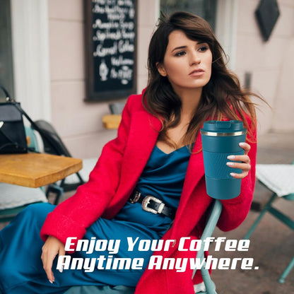 Vacuum Insulated Stainless Steel Travel Coffee Mug,Leak Proof Cup with Lid | 304 stainless steel mug with vacuum insulation, leak proof lid, silicone grip and car cup holder friendly design