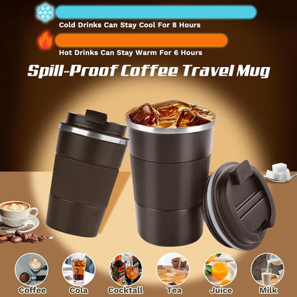 Vacuum Insulated Stainless Steel Travel Coffee Mug,Leak Proof Cup with Lid | 304 stainless steel mug with vacuum insulation, leak proof lid, silicone grip and car cup holder friendly design