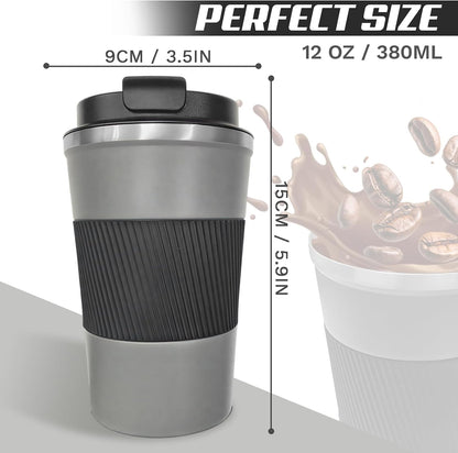 Vacuum Insulated Stainless Steel Travel Coffee Mug,Leak Proof Cup with Lid | 304 stainless steel mug with vacuum insulation, leak proof lid, silicone grip and car cup holder friendly design