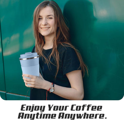 Vacuum Insulated Stainless Steel Travel Coffee Mug,Leak Proof Cup with Lid | 304 stainless steel mug with vacuum insulation, leak proof lid, silicone grip and car cup holder friendly design