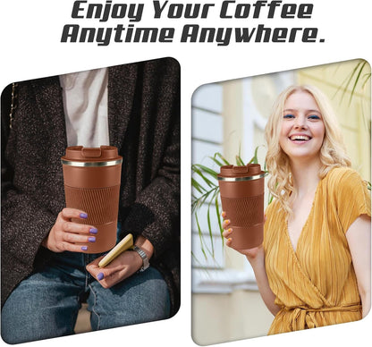 Vacuum Insulated Stainless Steel Travel Coffee Mug,Leak Proof Cup with Lid | 304 stainless steel mug with vacuum insulation, leak proof lid, silicone grip and car cup holder friendly design