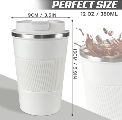 Vacuum Insulated Stainless Steel Travel Coffee Mug,Leak Proof Cup with Lid | 304 stainless steel mug with vacuum insulation, leak proof lid, silicone grip and car cup holder friendly design