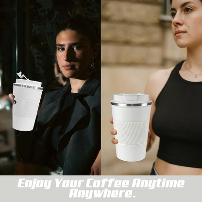 Vacuum Insulated Stainless Steel Travel Coffee Mug,Leak Proof Cup with Lid | 304 stainless steel mug with vacuum insulation, leak proof lid, silicone grip and car cup holder friendly design