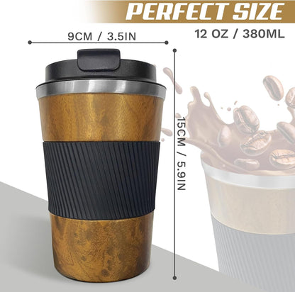 Vacuum Insulated Stainless Steel Travel Coffee Mug,Leak Proof Cup with Lid | 304 stainless steel mug with vacuum insulation, leak proof lid, silicone grip and car cup holder friendly design