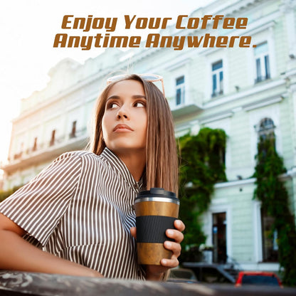 Vacuum Insulated Stainless Steel Travel Coffee Mug,Leak Proof Cup with Lid | 304 stainless steel mug with vacuum insulation, leak proof lid, silicone grip and car cup holder friendly design