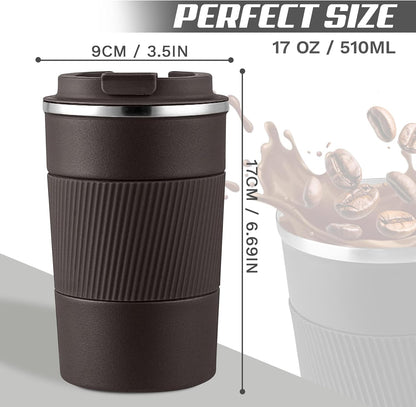 Vacuum Insulated Stainless Steel Travel Coffee Mug,Leak Proof Cup with Lid | 304 stainless steel mug with vacuum insulation, leak proof lid, silicone grip and car cup holder friendly design