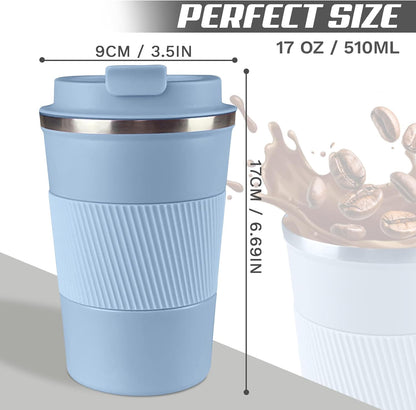 Vacuum Insulated Stainless Steel Travel Coffee Mug,Leak Proof Cup with Lid | 304 stainless steel mug with vacuum insulation, leak proof lid, silicone grip and car cup holder friendly design