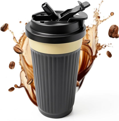 Vacuum Insulated Stainless Steel Travel Coffee Mug,Leak Proof Cup with Lid | 304 stainless steel mug with vacuum insulation, leak proof lid, silicone grip and car cup holder friendly design