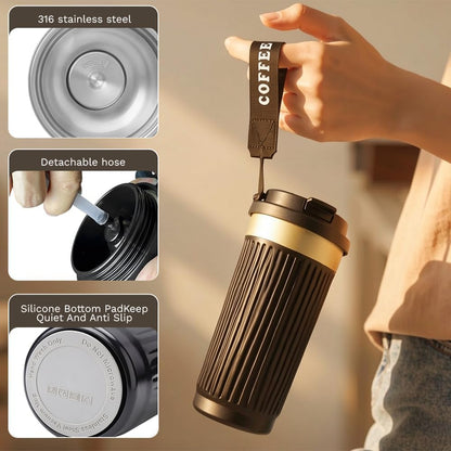 Vacuum Insulated Stainless Steel Travel Coffee Mug,Leak Proof Cup with Lid | 304 stainless steel mug with vacuum insulation, leak proof lid, silicone grip and car cup holder friendly design