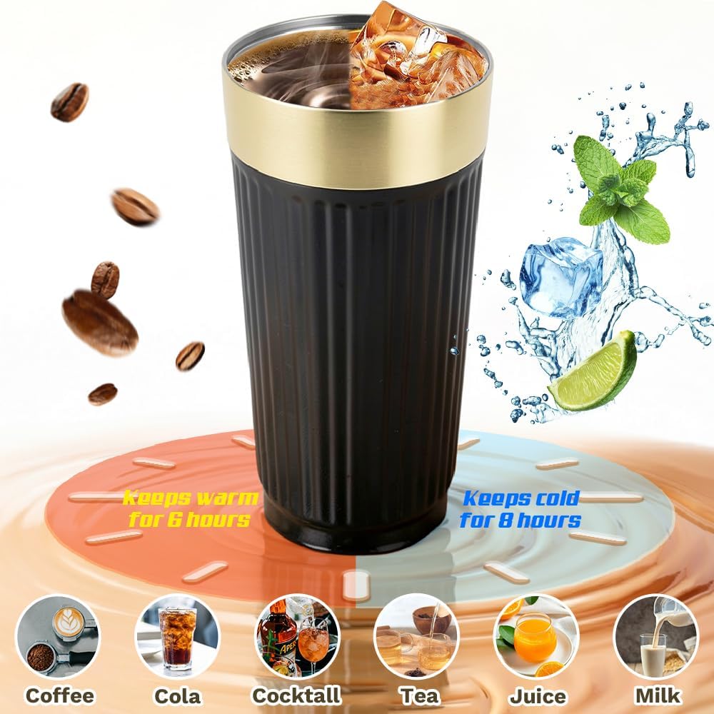 Vacuum Insulated Stainless Steel Travel Coffee Mug,Leak Proof Cup with Lid | 304 stainless steel mug with vacuum insulation, leak proof lid, silicone grip and car cup holder friendly design