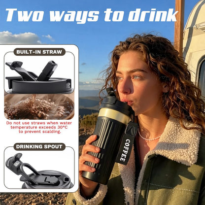 Vacuum Insulated Stainless Steel Travel Coffee Mug,Leak Proof Cup with Lid | 304 stainless steel mug with vacuum insulation, leak proof lid, silicone grip and car cup holder friendly design