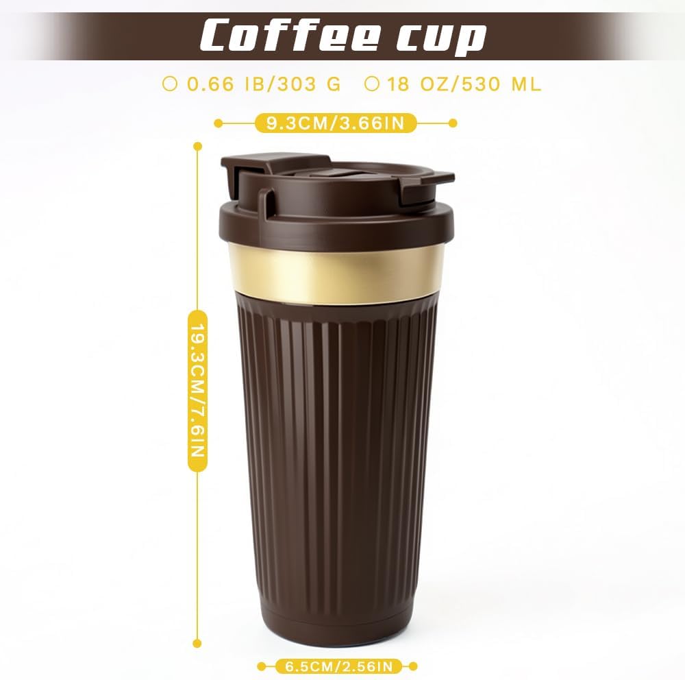 Vacuum Insulated Stainless Steel Travel Coffee Mug,Leak Proof Cup with Lid | 304 stainless steel mug with vacuum insulation, leak proof lid, silicone grip and car cup holder friendly design
