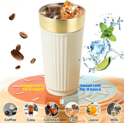 Vacuum Insulated Stainless Steel Travel Coffee Mug,Leak Proof Cup with Lid | 304 stainless steel mug with vacuum insulation, leak proof lid, silicone grip and car cup holder friendly design
